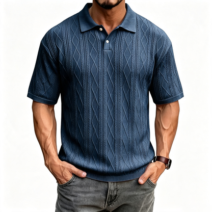 Solid color collared pullover polo shirt