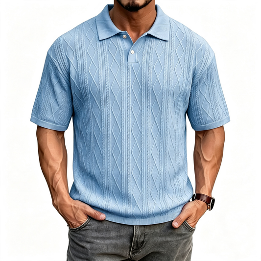 Solid color collared pullover polo shirt