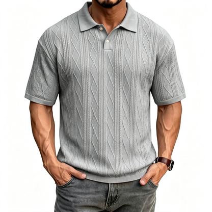Solid color collared pullover polo shirt