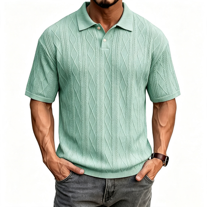 Solid color collared pullover polo shirt