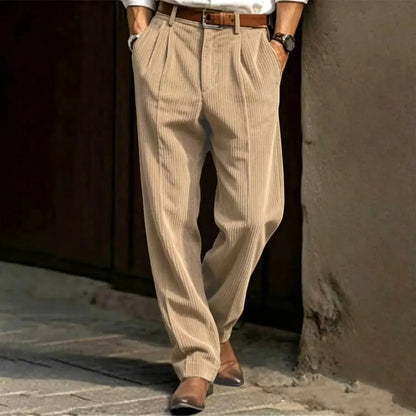 Men's Vertical Stripe Pleated Wide‐Leg Trousers