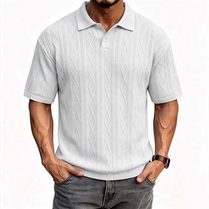 Solid color collared pullover polo shirt