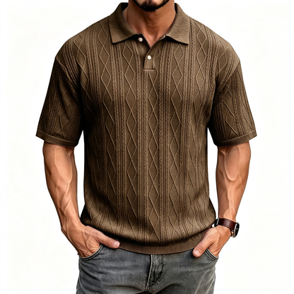 Solid color collared pullover polo shirt