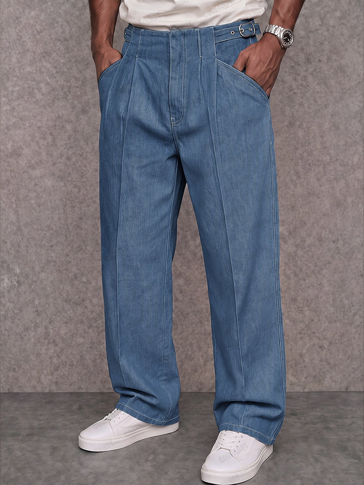 Premium Cotton Adjustable Waist Faux Denim Pants