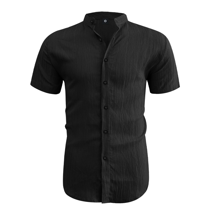 👕 60 % DE RÉDUCTION ! ☀️ Chemise d'été à manches courtes et col montant pour homme – Confortable, respirante et parfaite pour les chaudes journées d'été 🔥