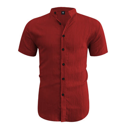 👕 60 % DE RÉDUCTION ! ☀️ Chemise d'été à manches courtes et col montant pour homme – Confortable, respirante et parfaite pour les chaudes journées d'été 🔥