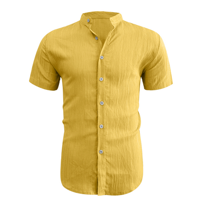 👕 60 % DE RÉDUCTION ! ☀️ Chemise d'été à manches courtes et col montant pour homme – Confortable, respirante et parfaite pour les chaudes journées d'été 🔥