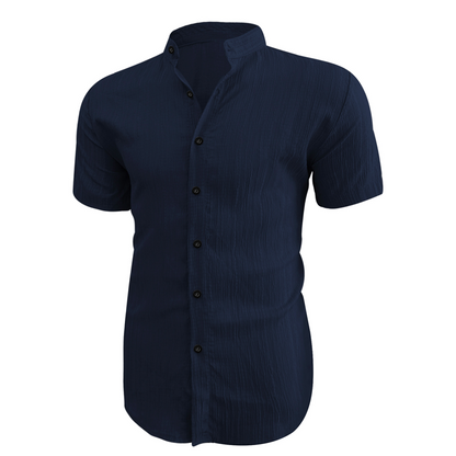 👕 60 % DE RÉDUCTION ! ☀️ Chemise d'été à manches courtes et col montant pour homme – Confortable, respirante et parfaite pour les chaudes journées d'été 🔥