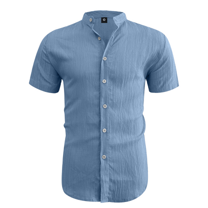 👕 60 % DE RÉDUCTION ! ☀️ Chemise d'été à manches courtes et col montant pour homme – Confortable, respirante et parfaite pour les chaudes journées d'été 🔥