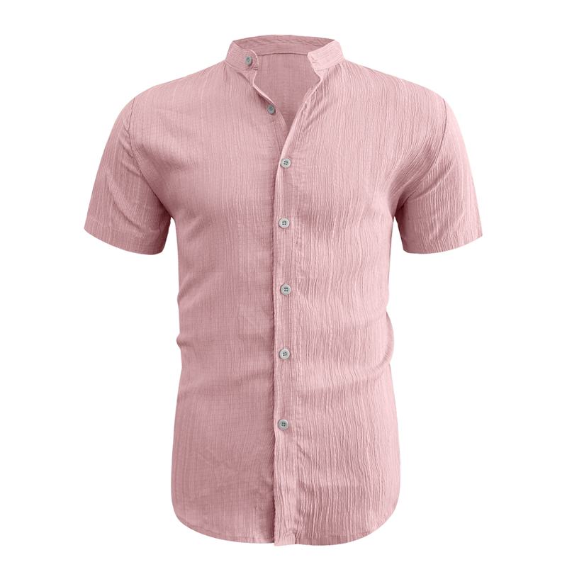 👕 60 % DE RÉDUCTION ! ☀️ Chemise d'été à manches courtes et col montant pour homme – Confortable, respirante et parfaite pour les chaudes journées d'été 🔥