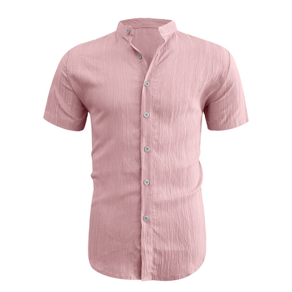 👕 60 % DE RÉDUCTION ! ☀️ Chemise d'été à manches courtes et col montant pour homme – Confortable, respirante et parfaite pour les chaudes journées d'été 🔥