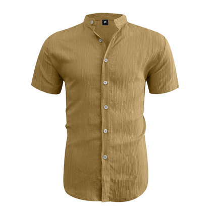 👕 60 % DE RÉDUCTION ! ☀️ Chemise d'été à manches courtes et col montant pour homme – Confortable, respirante et parfaite pour les chaudes journées d'été 🔥