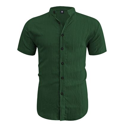 👕 60 % DE RÉDUCTION ! ☀️ Chemise d'été à manches courtes et col montant pour homme – Confortable, respirante et parfaite pour les chaudes journées d'été 🔥