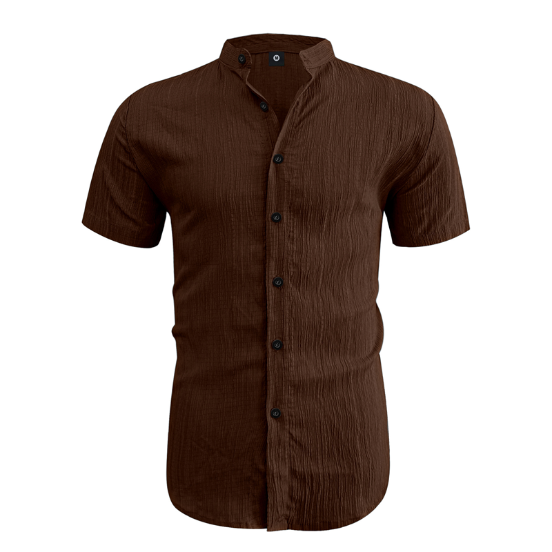 👕 60 % DE RÉDUCTION ! ☀️ Chemise d'été à manches courtes et col montant pour homme – Confortable, respirante et parfaite pour les chaudes journées d'été 🔥