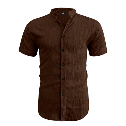 👕 60 % DE RÉDUCTION ! ☀️ Chemise d'été à manches courtes et col montant pour homme – Confortable, respirante et parfaite pour les chaudes journées d'été 🔥