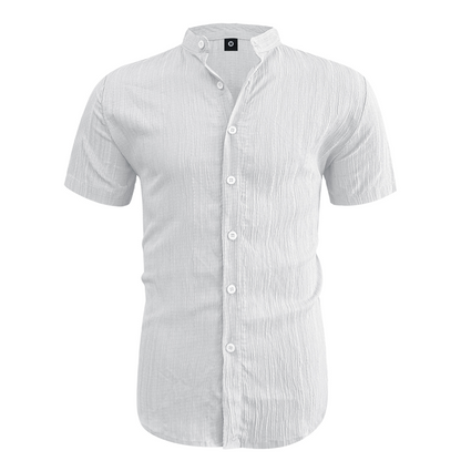 👕 60 % DE RÉDUCTION ! ☀️ Chemise d'été à manches courtes et col montant pour homme – Confortable, respirante et parfaite pour les chaudes journées d'été 🔥
